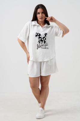 Комплект (рубашка+шорты) с печатью 52469 белый